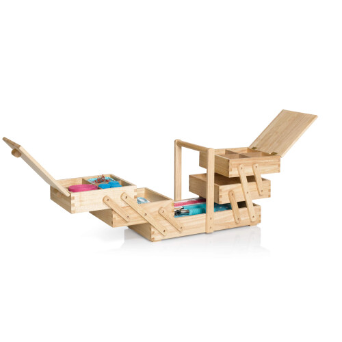 Prym Prym Sewing Basket, Wood, Beige, Brown, Medium 1