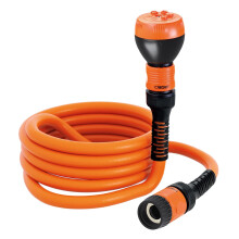 Claber TWIDDY Expandable Garden Hose 15m – Ultra-Light, Flexible and Kink-Resistant with Quick-Click Fittings and 5-Pattern Spray Nozzle for Garden