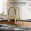 BESy Brushed Gold Kitchen Sink Tap, 2 Function Kitchen Sink Mixer Taps with Pull Out Spray 4