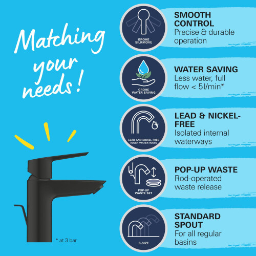 Grohe GROHE Start QuickFix - Basin Mixer Tap with Pop-Up Waste Set 2