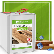 Nordicare Linseed Oil for Wood - 100% Pure & Natural Linseed Oil for the Entire Indoor Area - Food-Safe - Underlines the Original Wood Structure