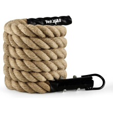 Yes4All Gym Climbing Rope for Fitness & Strength Training, Crossfit Exercises & Home Workouts (1.5in - 15ft), Natural, Brown