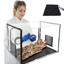 Kensbro Still Air Box, Mushroom Grow Tent, Portable, Foldable, PVC Mushroom Growth Set with 2 Arm Ports, Foldable Grow Container for Home Scientists