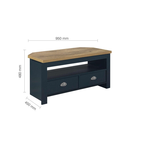 Birlea Birlea Highgate Corner Tv Unit Navy Blue & Oak Effect 1