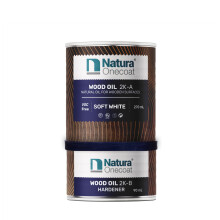 Natura Onecoat Wood Stain Oil - 20 m² - 360 ml, Soft White – Wood Finish for Interior Furniture & Floor - Linseed Wood Oil - Fast-Drying