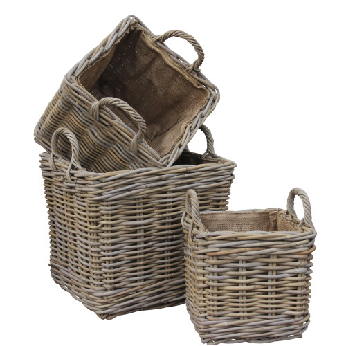 Very Strong Excellent Quality Lined Square Log Basket / Storage Basket 1