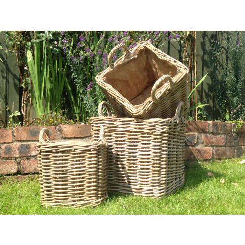 Very Strong Excellent Quality Lined Square Log Basket / Storage Basket 2