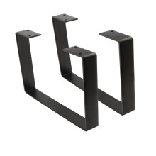 Osring 10 Inch Coffee Table Legs U-Shaped, 2pcs Solid Steel Table Legs for Furniture, TV Stand and Bench, Black