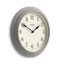 Jones Clocks Supper Club wall clock | Large classic round clock | 40cm | Pale grey | Easy to read numbers