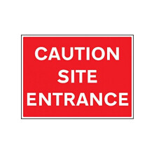 Caledonia Signs 16431Q "Caution Site Entrance" Sign, Rigid Plastic,White,600 mm x 450 mm