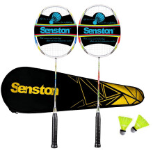 Senston 2 Pieces Graphite Shaft Badminton set, Isometric head racket, Low-drag badminton racket