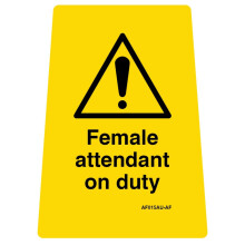 Female Attendant On Duty - Yellow Double Sided Floor Sign