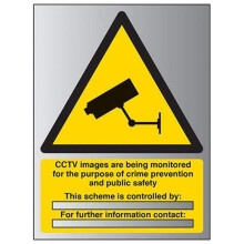 V Safety CCTV Images Are Being Monitored Sign - 300mm x 400mm - 3mm Brushed Alu Comp