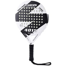 Camewin Padel Tennis Racket Carbon Fiber Diamond Shape with Bag Included - White and Black