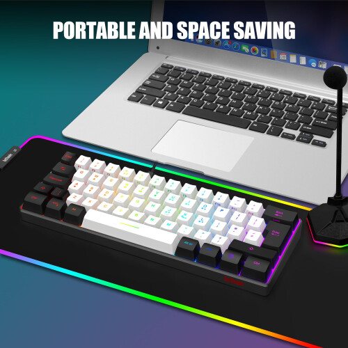 RedThunder 60% RGB Gaming Keyboard and Mouse Combo,UK Layout Ultra Compact Backlit Mini Keyboard, Lightweight 7200 DPI Cellular Optical Mouse 1