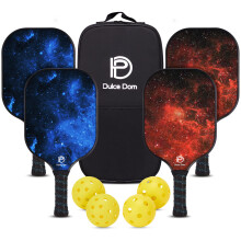 DULCE DOM Pickleball Paddles, USAPA Approved Pickleball Set with 4 Premium Wood Pickleball Paddles,4 Pickleball Balls and Pickleball Bag