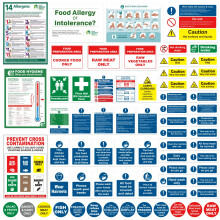 Complete Kitchen Safety Signs Set - 68 Pcs - Matte Self-Adhesive Vinyl, Waterproof and Oil-Proof - Food Hygiene Stickers