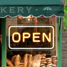 LightingWill LED Neon Open Sign, 23"x 12" Open Signs for Business with 12V On/Off Switch, Light Up Signs for Window, Coffee Shops, Stores