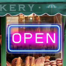 LightingWill LED Neon Open Sign, 23"x 12" Ultra Bright Open Signs for Business, Light Up Signs for Business Window, Coffee Shops, Stores