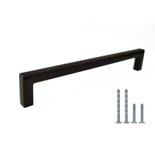 French Furniture Fittings Matt Black Kitchen Cabinet Handles - Set of 6, pulls for Cupboard Doors and Drawers - All Screws Included