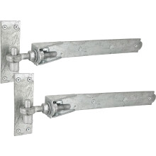 IRONTITE Adjustable Gate Hinges Heavy Duty 450mm (18"), Hook and Band Gate Hinges for Wooden Gates. Galvanised Hook and Band Hinges with Fixings