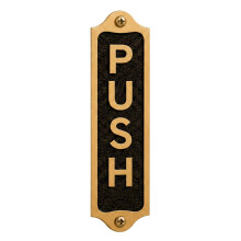 Brass Push Door Sign Plaque with Black Background, Wall Mounted Pull Push Indicator Plate for Offices, Shops, Clinics, Hotels, Commercial Buildings