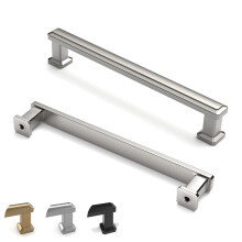 ELEBUILD 12 Pack Brushed Nickel Cupboard Door Handles, 128mm (5 Inch) Hole Centers, Silver Modern Cabinet Drawer Pulls for Kitchen Cabinets, Wardrobe