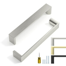 ELEBUILD 12 Pack, 128mm, Brushed Satin Nickel, Cabinet Pulls, Kitchen Cabinet Handles Cabinet Hardware Cupboard Handles Square Drawer Pulls