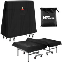 HICOVER 600D Table Tennis Table Cover, Ping Pong Table Cover Universal 9x5 FT, Waterproof, Sunproof, Fits Folding & Flat Tables, Black, Oxford Fabric