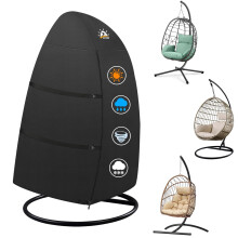 Zettum 173x115cm Outdoor Egg Chair Cover Waterproof, 600D PU Coating Single Garden Hanging Chairs Cover Waterproof with Zipper Egg Chair Covers Heavy