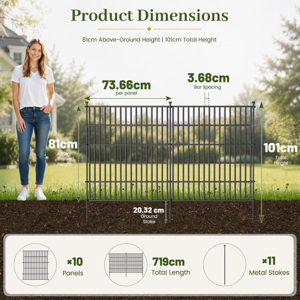 No Dig Decorative Garden Fencedog Fence Outdoor For Yard, Rustproof Metal Temporary Fencing, Animal Barrier Fence For Rabbits, Flower Bed & Borders 5051227840523