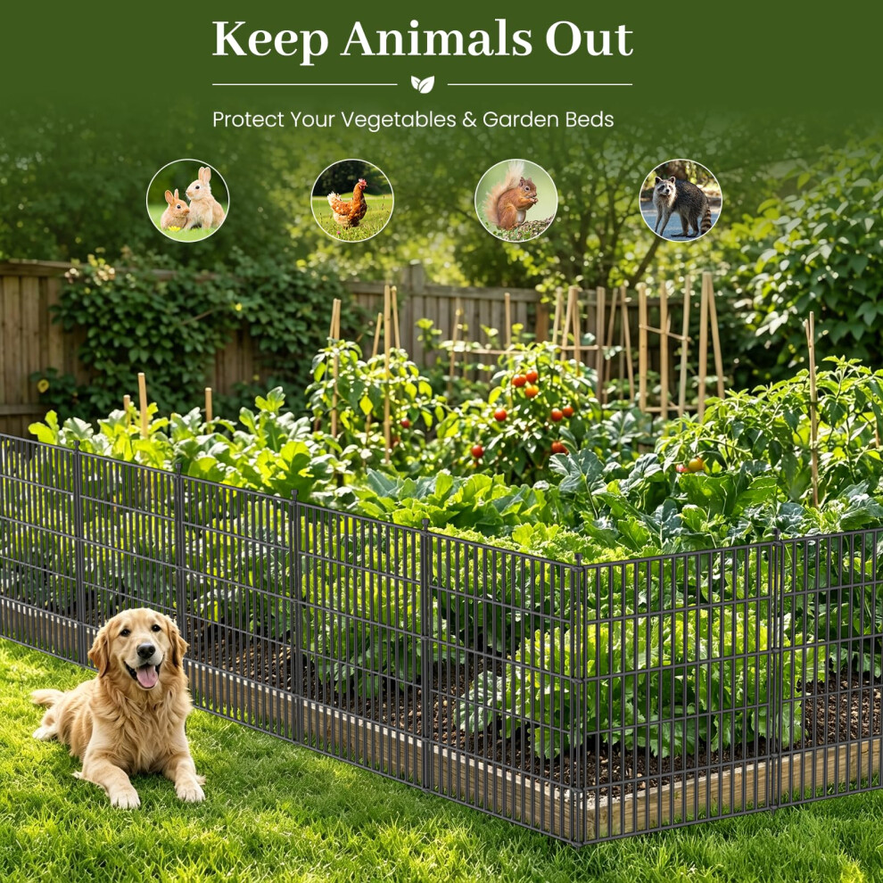 No Dig Decorative Garden Fence, Dog Fence Outdoor For Yard, Rustproof Metal Temporary Fencing, Animal Barrier Fence For Rabbits 5051227840813