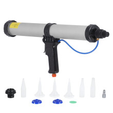 banapoy Pneumatic Caulking Gun, 600ml Air Powered Caulk Gun Aluminum Alloy Sausage Caulking Gun, Caulking Gun with 6 x Nozzle