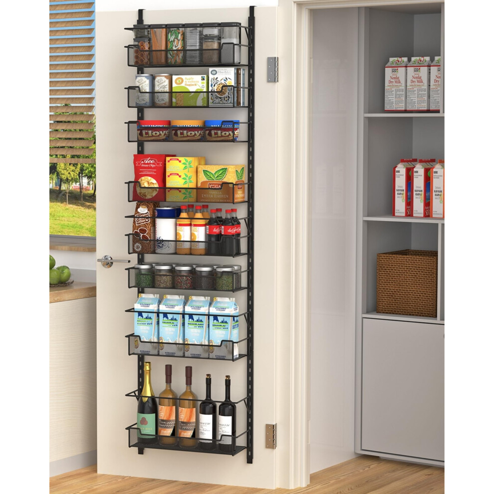 Vygrow Over Door Storage, 8-Tier Over The Door Storage With Adjustable Basket For Pantry Kitchen Storage Room, Spice Rack, Black 5051227883148