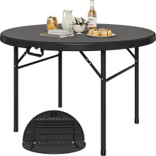 YITAHOME 122cm Round Folding Table for Outdoor/Indoor, Heavy Duty Folding Plastic Table w/Thick Table Top and Sturdy Metal Frame