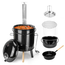 onlyfire 14L Cooking Pot for Outdoor Camping, 4 in 1 Multifunctional Wood/Charcoal Stove for Beef Stew, Chicken Roasting, Barbecue Grill