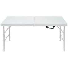 FUNJEPE 4ft Plastic Folding Table Portable Heavy Duty White Dining Table Fold-in-Half for Camp Party Garden Dinner Kitchen Work Indoor Outdoor Top