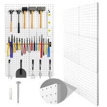 Hivio Peg Board, 6 Pack Metal Pegboard Panels White Pegboards Wall Organizer with Bent Frame Large Heavy Duty Peg Board for Walls Home