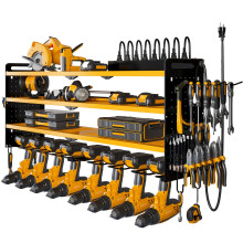 NattyDot Power Tool Organizer Wall Mount with Charging Station,Cordless Tool Organizer 8 Drill Holder