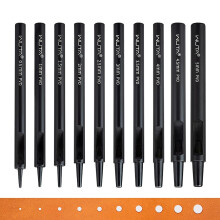 WUTA 10 Pcs Leather Hole Punch Set, Heavy Duty Hollow Punch Titanium Plated Carbon Steel Punch & Die Kit for Leathercraft, Belts, Watch Bands