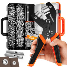 Preciva Eyelet Punch Kit, with 6+10mm Eyelets (400pcs), Hole Punching Tool and Toolbox, Quick-Change Grommet Tool Kit