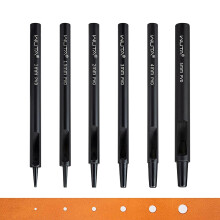 WUTA 6 Pcs Leather Hole Punch Set, Heavy Duty Hollow Punch Titanium Plated Carbon Steel Punch & Die Kit for Leathercraft, Belts, Watch Bands