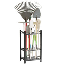 MUZERUL Metal Garden Tool Rack, 30 Long-Handle Tool Slots Heavy Duty Metal Garage Organizer for Long Handled Tools