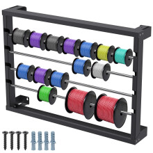 Kipika Wall-Mounted Wire Spool Rack - Adjustable Cable Reel Holder with 4 Stainless Steel Rods, Heavy-Duty Dispenser for Industrial, Electrical