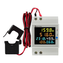 KETOTEK Electricity Meter Single Phase, 2 Circuits, Energy Meter with LCD, Ammeter Voltmeter DIN Rail AC40-300V 100A
