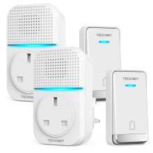TECKNET Wireless Doorbell, Self-Powered No Battery Required Cordless Door Bell, Plug in Waterproof IP65 Door Chime Kit 1312ft Long Range