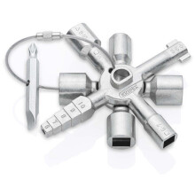 KNIPEX Twinkey Control Cabinet Key, for All Common Locking Systems, 10 Profiles, 2 Crosses, 1 Key, Utility Key, Square Key, Triangle Key, 00 11 01