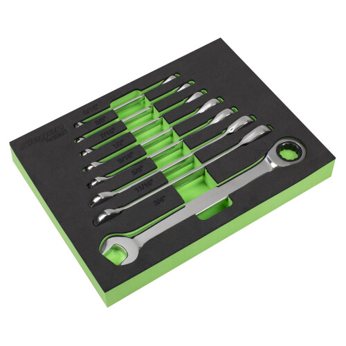 Sealey Sealey S0984 Imperial Combination Ratchet Spanner Set, Silver, 8 Pieces