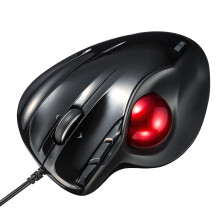 SANWA Wired Trackball Mouse, Tilt Scroll Rollerball Mouse, 3 Programmable Buttons, 400/800/1200/1600 DPI, Thumb Control