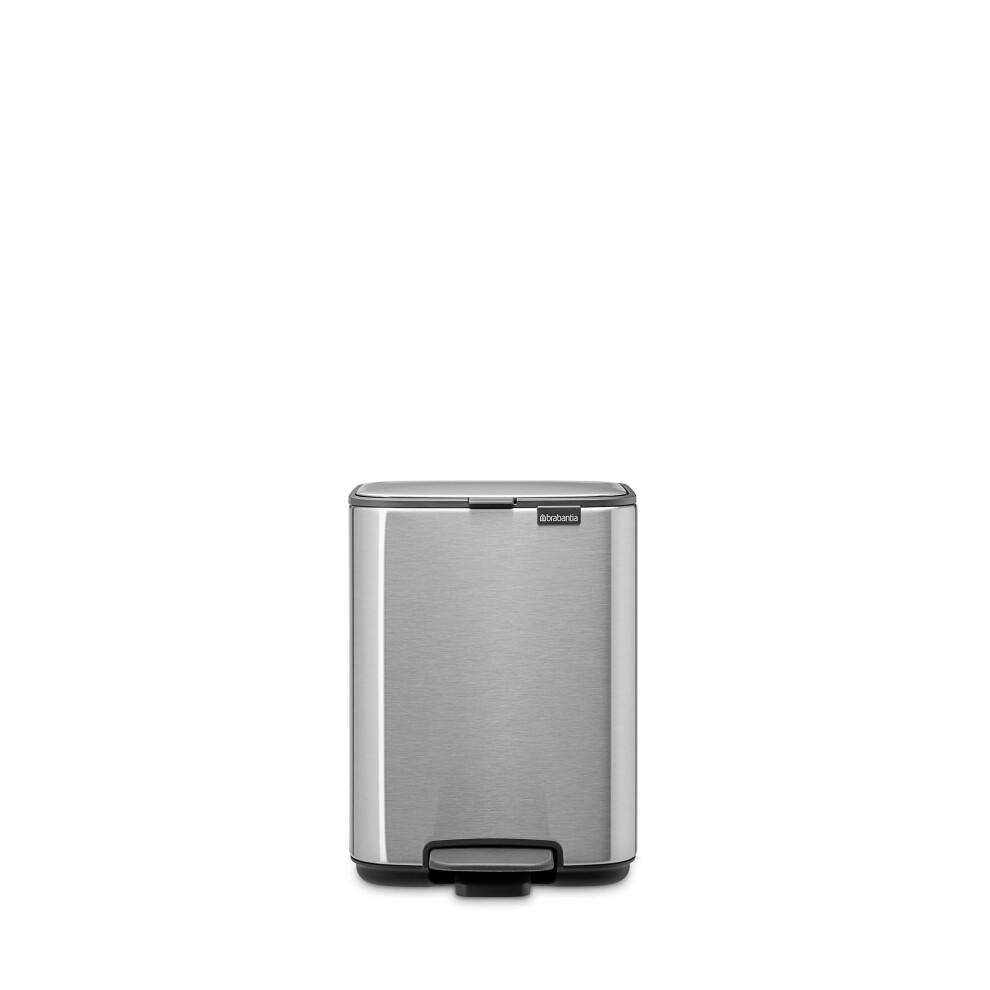 Brabantia Bo Pedal Bin 4L (Matt Steel Fingerprint Proof), Space-Efficient And Soft Closing Waste Bin With Light Pedal Operation